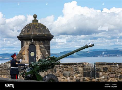 District Gunner And The One O Clock Gun Edinburgh Castle Looking