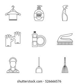 Sanitation Icons Set Outline Illustration Stock Vector Royalty Free