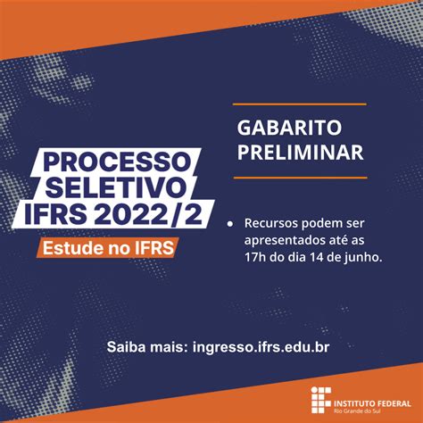 Divulgado Gabarito Preliminar Das Provas Do Processo Seletivo IFRS 2022