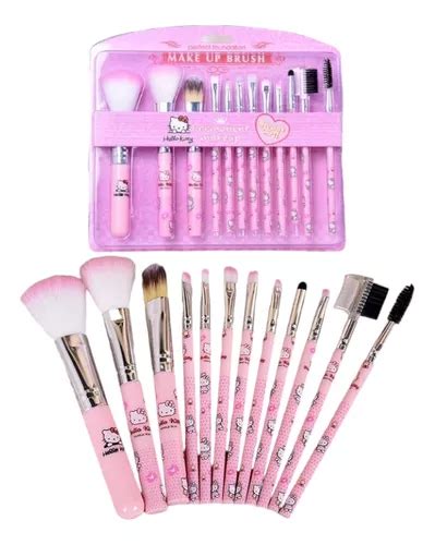 Set De 12 Brochas De Maquillaje De Hello Kitty Meses Sin Interés