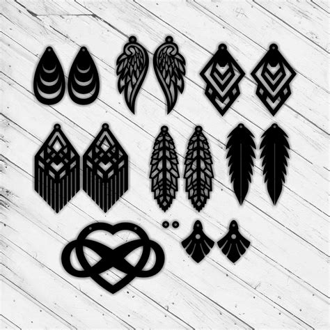 Earring Bundle Laser Cut Dxf Glowforge Svg Xtool D Decor Etsy