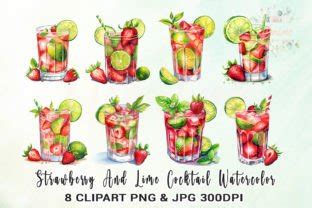 Strawberry And Lime Cocktail Clipart Graphic By Venime Creative Fabrica