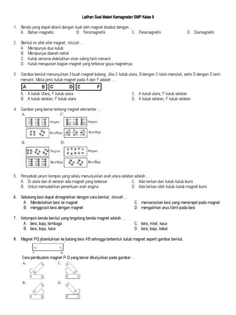 Latihan Soal Materi Kemagnetan Smp Kelas 9 Pdf