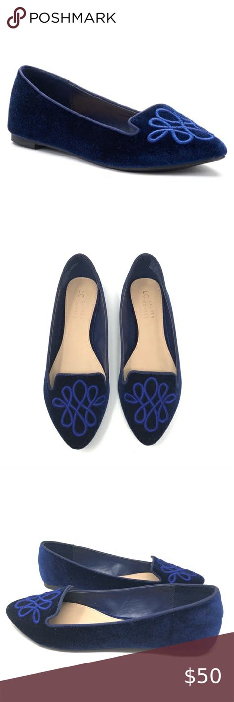 Lc Lauren Conrad Embroidered Pointed Flats Blue 8