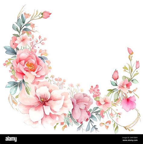 Cute Watercolor Frame With Spring Flowers Stock Vector Image Art Alamy