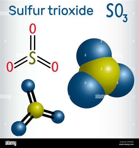 Sulfur trioxide (sulfuric anhydride, SO3) molecule. Structural chemical ...