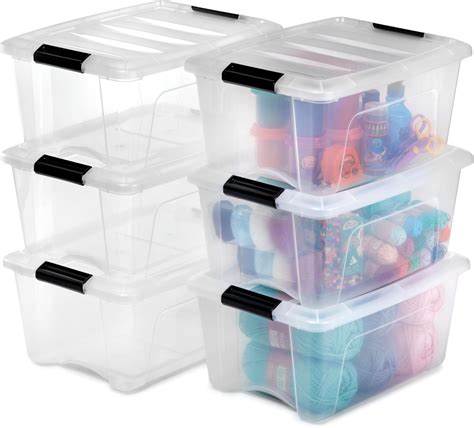 Iris Ohyama Aufbewahrungsboxen Mit Deckel 5L 6er Set Transparent