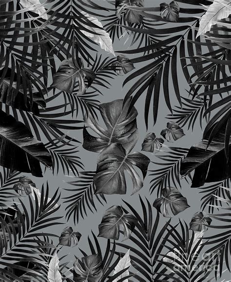 Tropical Jungle Night Leaves Pattern 6 2020 Edition Tropical Decor Art Mixed Media By Anitas