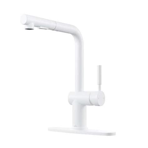 Casainc Single Handle Pull Out Sprayer Kitchen Faucet Deckplate Included In Matte White Ca D4176