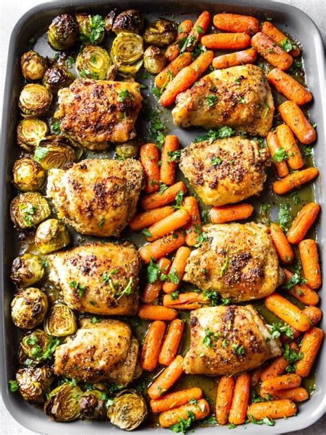 Sheet Pan Chicken Thighs With Vegetables Garden In The Kitchen