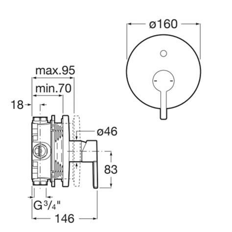 Roca Naia 2 Outlet Built In Bath Shower Mixer