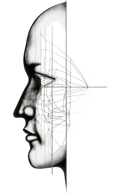 Premium Photo There Is A Drawing Of A Mans Face With Lines Coming Out Of It Generative Ai