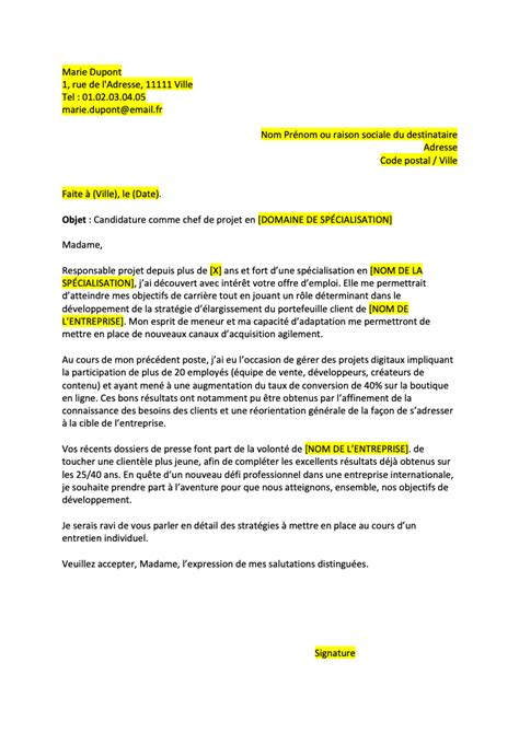 Lettre De Motivation Chef De Projet Format Word PDF