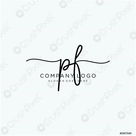 Initial PF Handwriting Logo With Circle Template Vector Stock Vector