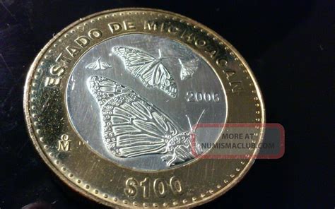 2006 Bimetallic 100 Pesos Silver Center Coin Michoacan