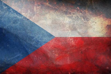 Retro Flag Of Czech Republic Europe With Grunge Texture Flag Representing Extinct Country