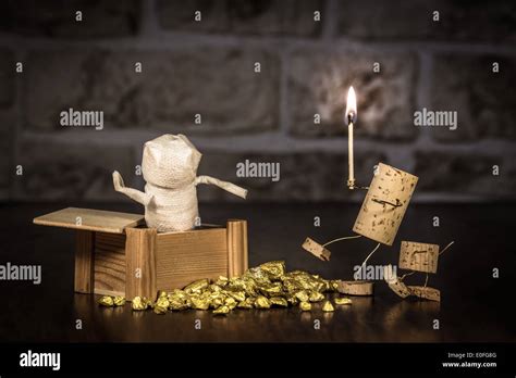 Concept Adventurer With A Mummy Wine Cork Figures Stock Photo Alamy