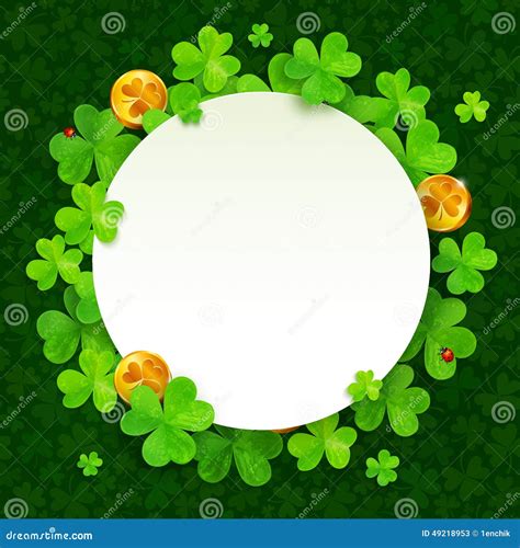 Green Clovers And Golden Coins Saint Patricks Day Stock Vector Illustration Of Color