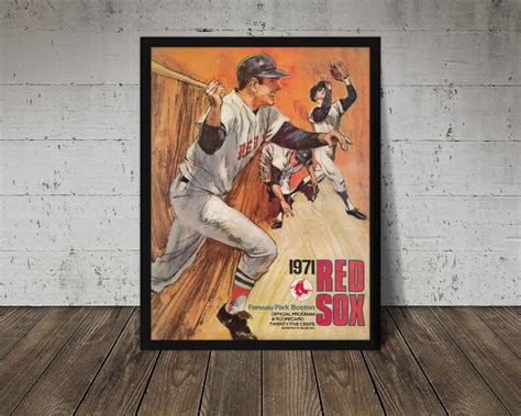 Boston Red Sox Print Vintage Baseball Poster Retro Etsy