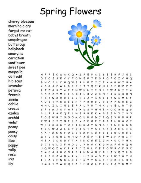 Flowers Word Search Wordmint