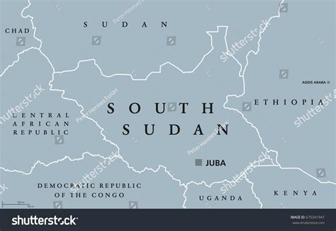 South Sudan Political Map Capital Juba Stock Vector Royalty Free