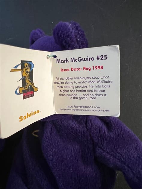 Mark Mcgwire Salvino S Bamm Beano Plush Bear Purple Beanie Baby