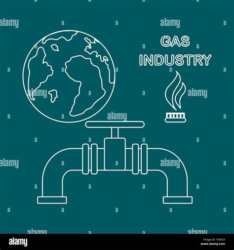 Vector Illustration With Equipment For Gas Production And Earth Gas Industry Burner Gas Stove