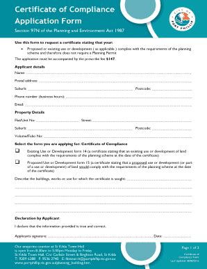 Fillable Online Portphillip Vic Gov Certificate Of Compliance