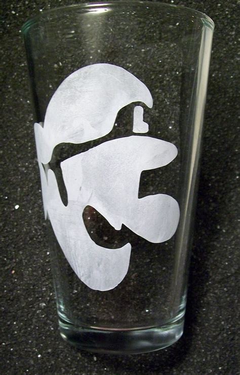 Luigi Face Etched Glass Super Mario Brothers Etsy