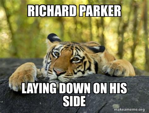 Richard Parker Laying Down On His Side Confession Tiger Meme Generator