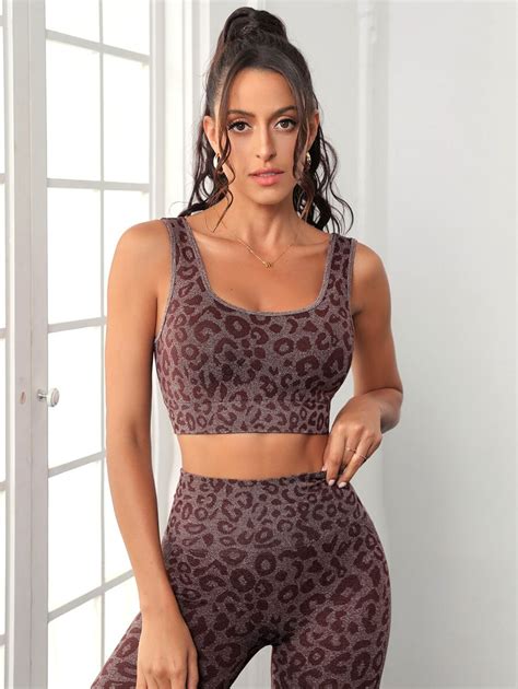 Yoga Sxy Pcs Seamless Leopard Print Yoga Set Gym Outfits Tank Bra