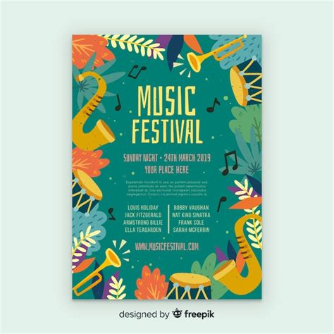 Plantilla De Poster De Festival De M Sica Dibujado A Mano Vector Gratis