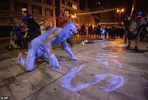 Half Naked Dodgers Fan Covered In Blue Paint Taunts Riot Police Amid