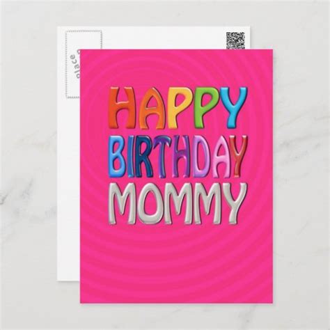 Happy Birthday Mommy Happy Colourful Greeting Postcard Zazzle