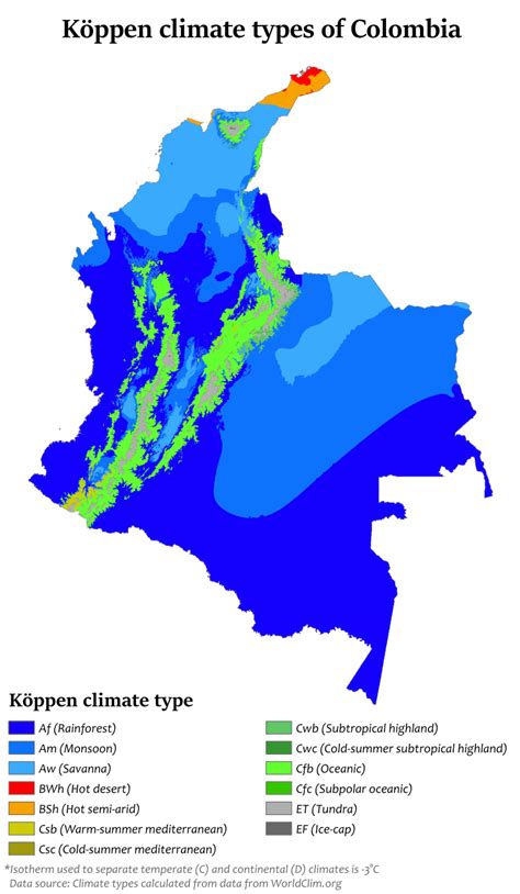 Köppen Climate Types Of Colombia Tipos De Clima Clima Colombia