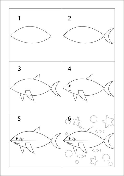 Coloriage Comment Dessiner Un Poisson Tape Par Tape