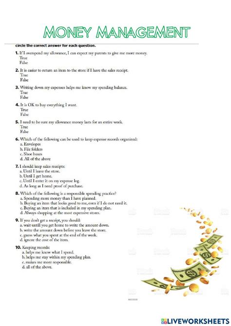 Money Management Activity Money Management Activities Money Worksheets Money Management