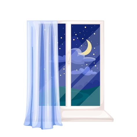 Ventana Con Cielo Nocturno Vector Premium