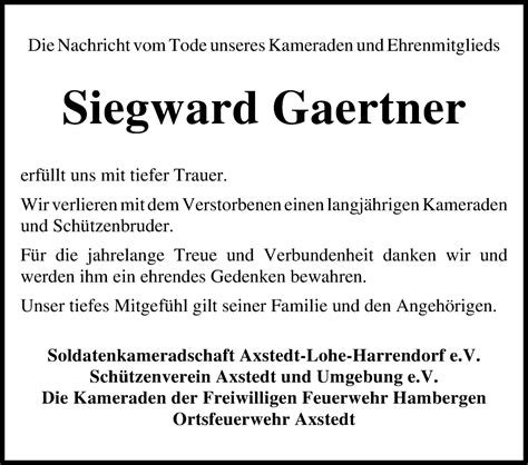 Traueranzeigen Von Siegward Gaertner Trauer Gedenken