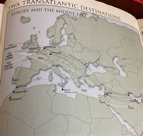 Twa Airlines Route Maps Aviation Life Products Blue Prints Map