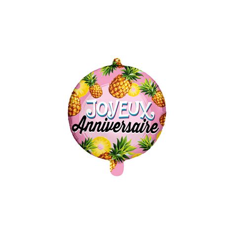 Grossiste Ballon Foil 45cm Joyeux Anniversaire Ananas Réservé aux