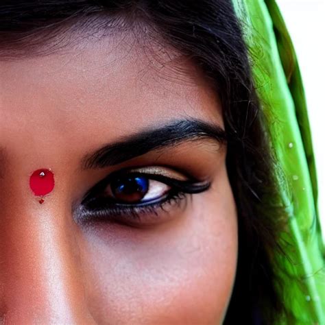 Beautiful Full Face Indian Woman Looking At Camera Ultra Realis