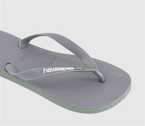 Havaianas Brasil Logo Flip Flops Steel Grey Steel Grey Mens Sandals