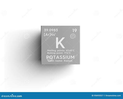 Potassium Kalium Alkali Metals Chemical Element Of Mendeleev`s Periodic Table Stock