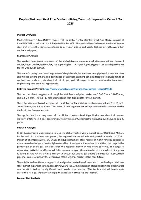 PPT Duplex Stainless Steel Pipe Market Structure Research