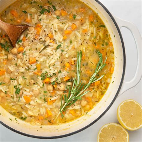 Orzo Lemon Soup with Chickpeas - Mindful Avocado