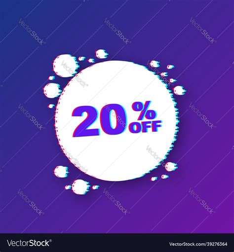 Percent Off Sale Discount Banner Glitch Icon Vector Image