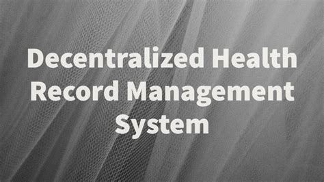 Decentralized Health Record Management System Demo YouTube