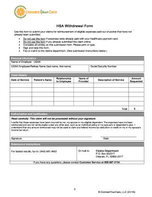 Fillable Online Claim Form Hsa Domestic Doc Fax Email Print