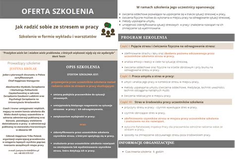 ZAPROSZENIE NA SZKOLENIE PT JAK RADZIĆ SOBIE ZE STRESEM W PRACY